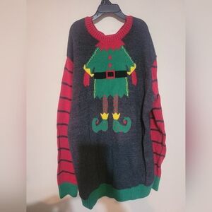 Ugly Christmas Sweater - Elf Design in Red and Green